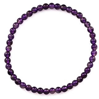 Taddart Minerals - Lila Armband aus dem natürlichen Edelstein Amethyst mit 4 mm Kugeln auf elastischem Nylonfaden aufgezogen - handgefertigt