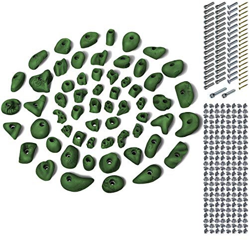 ALPIDEX 60 Klettergriffe | Inklusive Schrauben, Einschlagmuttern | Kletterfläche 4 – 8 m² | Griffgrößen L, M, S, XS | Komplettset | Klettern - Farbe:Green-Black
