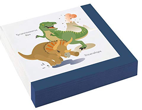 Amscan 9903973 - Servietten Happy Dinosaur, 20 Stück, 33 x 33 cm, Mottoparty