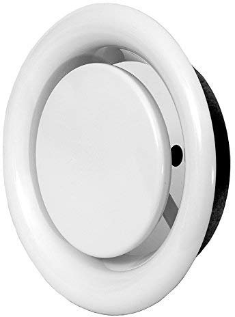 Ø 150mm Difusor de Extracción - Válvula de Disco Regulada - Rejilla de Ventilación Redonda de Acero - Blanco