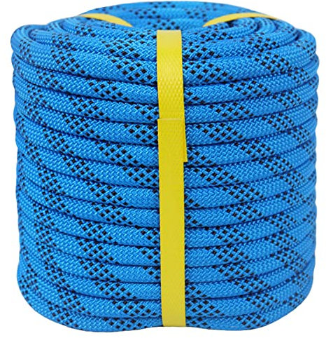 YUZENET Geflochtenes Polyester-Seil (0,95 cm x 30,5 m), hochfestes Bullenseil für Baumarbeiten, LKW, Sicherung von Campingschaukel, Blau/Schwarz