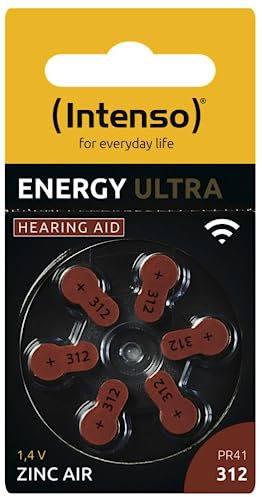 60 Intenso Energy Ultra Typ 312 Zink-Luft Hörgerätebatterien im 6er Blister