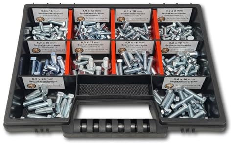Sechskantschrauben Sortiment M4-M5-M6 // 8mm-20mm 215 tlg. Schraubenbox Vollgewindeschrauben Maschinenschrauben Gewindeschrauben Sechskantschrauben