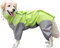 DHGTEP Hunderegenmantel mit Abnehmbarer Kapuze, Verstellbare Hundemäntel Wasserdicht mit Beinen Regenjacke mit Kapuze Kragen Loch Outdoor Jumpsuit (Color : Green, Size : 26)