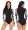 Beachkini Traje de baño para Mujer con protección Solar, Traje de baño de Manga Larga, Ropa de Surf de una Pieza con Cremallera,04,S