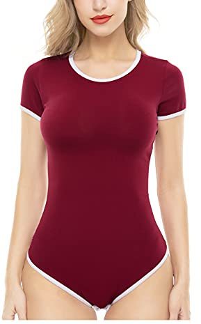 CutiePlusU Baumwolle Knopf im Schritt Bodysuits Erwachsene Strampler Basics Onesie