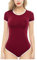 CutiePlusU Baumwolle Knopf im Schritt Bodysuits Erwachsene Strampler Basics Onesie Rot XS