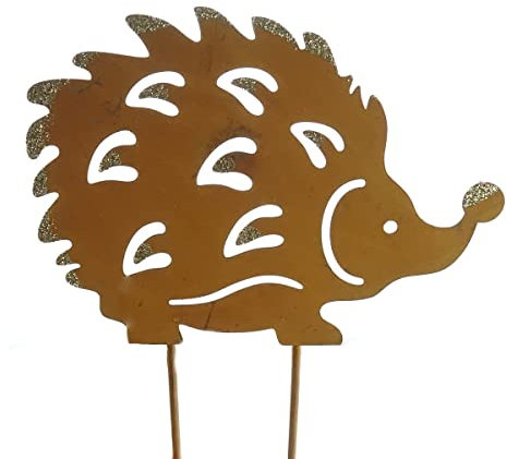 Sagaflor Igel am Stab Metall 15x0,2x24 cm rostfarben-goldglitter