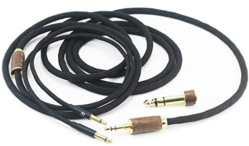 Ersatz-Audio-Upgrade-Kabel 6N OCC Kupfer Single Crystal versilbert Kabel kompatibel mit Meze 99 Classics, für Meze 99 Neo Kopfhörer, Walnussholzgehäuse und 6,35 mm Adapter