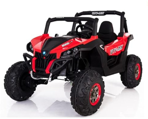 FINOOS Elektroauto für Kinder UTV-MX Buggy 24V, kinderauto 2 Sitzer, kinderelektro Auto mit 2,4 Ghz Fernbedienung, 4x4 Allrad angetrieben, Batterie: 2x12V, 2-7 Jahre (Rot)