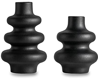 Kingbar Vase Schwarz Matt,vasen Deko Für Pampasgras,Keramik Vase,Büro&Wohnungsdekoration Für Frische Blumen, Trockenblumen, Blumenstrauß, 2pcs