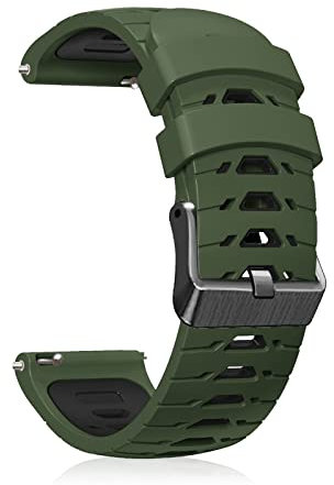 CeiBand Silikon Armband für Anstoßbreite 20mm, Weich Sport Herren Damen mit Edelstahlschnalle Uhrenarmband Ersatzband für Samsung Amazfit Huawei Garmin Ticwatch Uhr Smartwatch - Grün/Schwarz