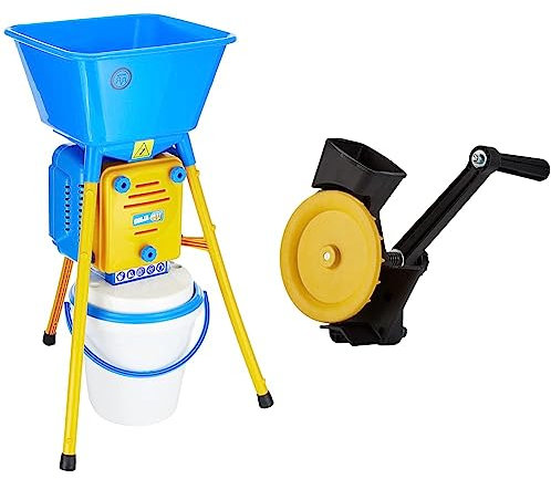 Elektrische Getreidemühle für verschiedene Getreidearten, auswechselbare Siebe, Fassungsvermögen 18 Liter, verarbeitet 130-260 kg Getreide pro Stunde & GRISU' 2168F Entkörnungsgerät Handbetrieb