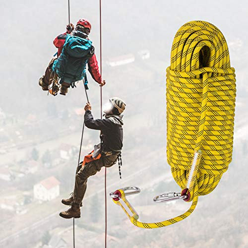 Mrisata Kletterseil, Outdoor-Seil, Überlebensschnur, 30 M, Outdoor-Kletter-Fluchtseil, 12 Mm Durchmesser, Überlebensschnur (Gelb)