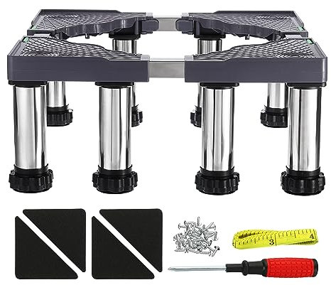 PATIKIL Mini Fridge Stand, 8 Strong Feet Laundry Stand Base Multi-Functional Adjustable Base Tray Anti-Vibration for Refrigerator Washing Machine Dryer Dishwasher AC, 7.5-8.6 Height