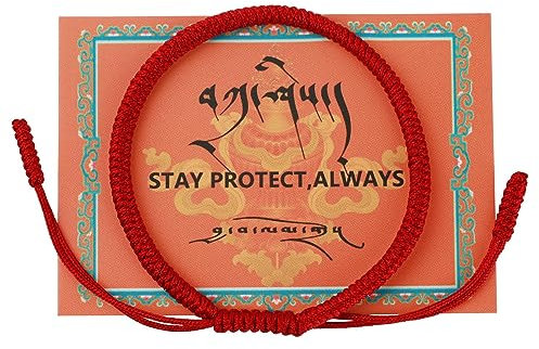 OuMaiFeng Freundschaftsarmbänder, Red Armband Lucky Kabbala Rotes Stoff Armband Faden Schutz für Babys Kinder Herren Damen, Handmade Red Tibetisches Glücksarmband Buddhist Glücksarmband Geflochtene