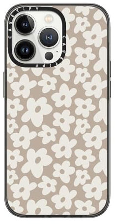 CASETiFY Compact iPhone 13 Pro Case [2X Military Grade Drop Tested / 4ft Drop Protection] - Natural Flower - Clear Black