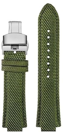 For 1853 for Tissot Herrenuhr for Super Player for PRX-Serie for T137.410 Nylon-Lederarmband 26–12 mm konvexer Mund-Uhrenarmband (Color : Army Green Folding, Size : 26.12mm)