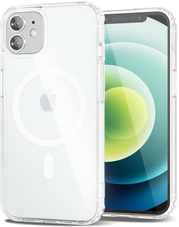 oakxco for iPhone 12/ iPhone 12 Pro Case Clear Magnetic Compatible with Magsafe, Thin Slim Transparent Non Yellowing, Hybrid Soft Silicone Bumper & Hard Plastic Protective Cover for Women, Clear