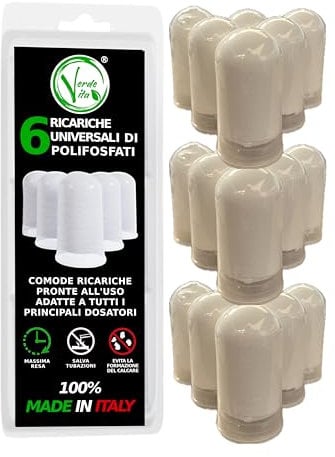 Verdevita - polifosfati per caldaia ricarica, filtro anticalcare per caldaia concentrato a lunga durata, protegge caldaie, elettrodomestici, lavatrice e lavastoviglie, 6 ricariche per (3)