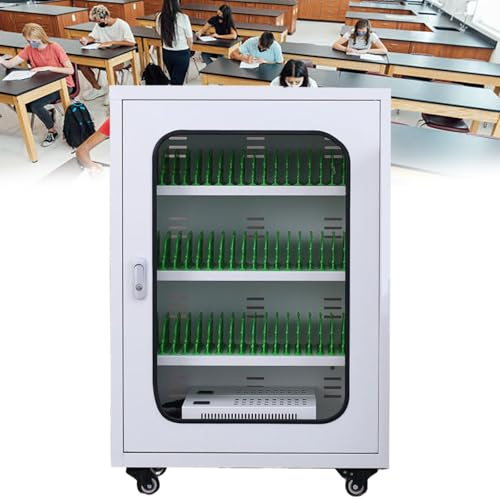 Dfdieratve Cell Phone Charging Stations 30/40/50/60 Slots Cellphone Charging Station W/Wheels & Lock,Rechargeable Phones Locker Secure Phone Cabinet, for schools, classrooms, offices,60Slots