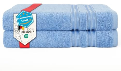 Hammetex Badetücher 2er Set 70x140 cm, Duschtuch, 100% Baumwolle Frottee | OEKO-TEX zertifiziert, weich & saugstark, Frottee, mit Aufhänger, Duschtuch & Saunatuch für Badezimmer & Sauna