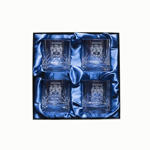 Coat of Arms/Family Crest Whisky Tumblers, Set of 4, Crystal