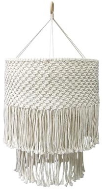 Lampenschirm Lampenschirm for Aufhängen, Pendelleuchtenbezug, handgefertigt, Makramee-Lampenschirm mit Baumwollseil, Deckenleuchtenschirm, Glühbirne nicht im Lieferumfang enthalten(C)