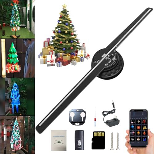 3d Ologramma Albero Di Natale, 3d Ologramma Fan Halloween, Led Ologramma Fan 3d Proiettore Olografico Albero Di Natale, 3d Fan Ologramma Proiettore Per Negozio, Bar, Natale (Regno Unito,1pcs)