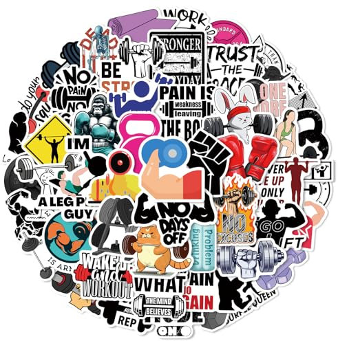 50 Stück Fitness Aufkleber Auto Laptop Telefon Gitarre Skateboard Motorrad Fahrrad Guitar Fitness Inspirational Stickers Set Vinyl Wasserdicht Aesthetic Aufkleber für Jugendliche Kinder Erwachsene