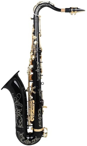 Professional saxophone Tenor Saxophone Rose Gold/Black Gold Key Saxophone Brass Gold Lacquer B-flat With Case Cloth Reed Accessories(Black Gold Key)