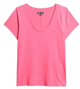Superdry Damen Studios T-Shirt mit tiefem Ausschnitt Azalea Pink 44