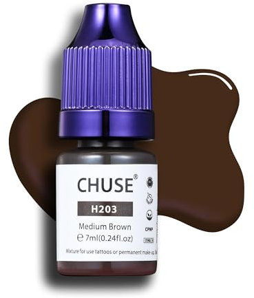 CHUSE Pigmentos líquidos híbridos para cejas PMU, 0,24 oz/7 ml (H203 Marrón medio)
