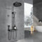 EMKE Colonne de douche thermostatique, douche pour enfant, 320 mm, douche de pluie de grande taille, 4 sorties d'eau, installation facile, noir mat, 1070 x 550 x 409 mm, hauteur réglable de 800 à 1