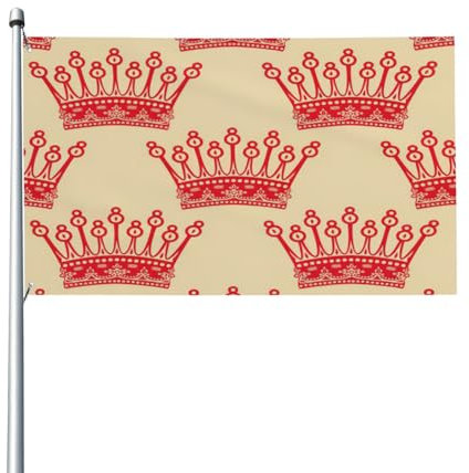 Dekorative Flagge mit roter Krone für den Außenbereich, für Höfe, Gärten, Häuser und Terrassen