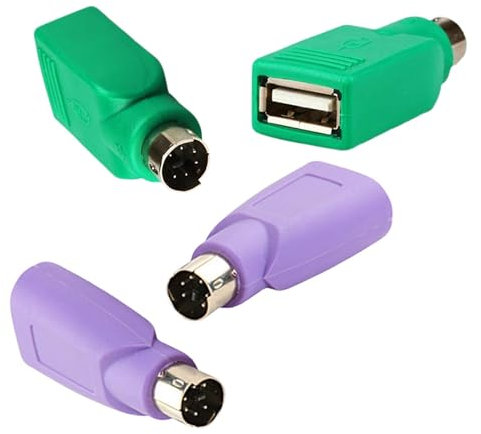 Vierone 4Pcs PS2 to USB Adapter Purple and Green PS2 Keyboard and Mouse Adapter PS/2 to USB Converter Male to Female Compact Portable Plug and Play
