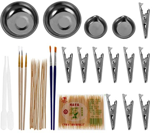 LIFKOME 2Sets Model Craft Paint Set with Color Mixing Plate Paint Pen Clip and Dropper for Hobbies and Projects Model Painting Kit for Artists and Enthusiasts