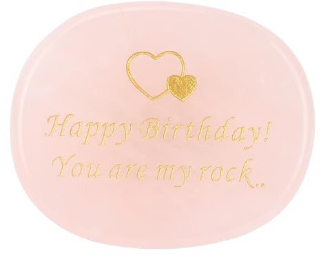 Tissting Geburtstagsniversary Stone Gold Worte inspirierender Rock Polierter weißer Kristall mit herzlichen Inschriften, Elegantes Home Office Dekor für Meilensteine, 3,15 Zoll (Rose Quartz)