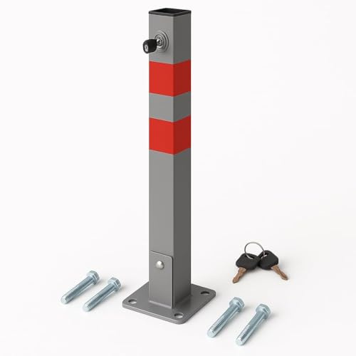Premium Steel Folding Driveway Bollard | Lockable Parking Post & Security Barrier for Parking Space, Vehicle Driveway & Car Park with 3 Keys