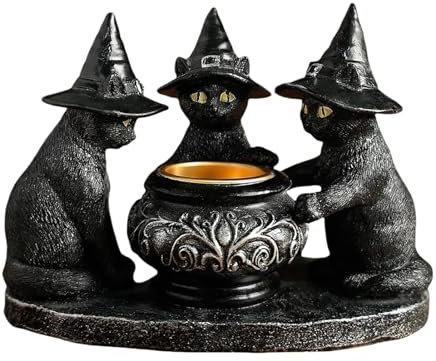 Gotischer Kerzenhalter – mittelalterlicher Kandelaber aus Gusseisen, kunstvoller Stumpenständer, erinnert an ein mystisches Ambiente, schafft dramatischen Schatten, perfekt für Esstisch, Kaminsims und