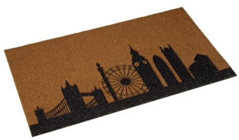 Versa London Fußmatte, Modern Urban Style, 2 x 70 x 40 cm, Polyester, Braun und Schwarz.