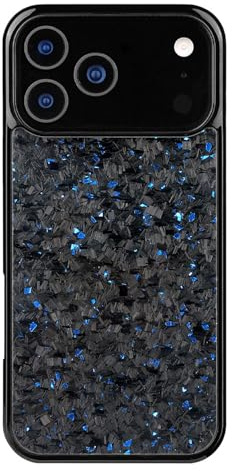 Generisch Forged Carbon Fiber Phone Case for iPhone 17/16/15/14 Pro Max,All-Inclusive Shockproof Magnetic Wireless Charging Anti-Fall Protective Phone Case (for iPhone 17 Pro,Blue)