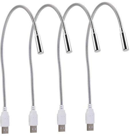 FIXOSHEE 4pcs USB Keyboard Lights Portable Night Lamps with Flexible Gooseneck Eye Protection Reading Lights for Bedside and Travel