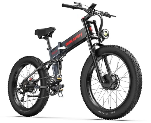 Dukawey BST-6 Vélo Électrique Pliable à Double Moteur, Fatbike 26 Tout Terrain avec Batterie Lithium 48V 17.5Ah, VTT Électrique Adulte pour Neige et Montagne