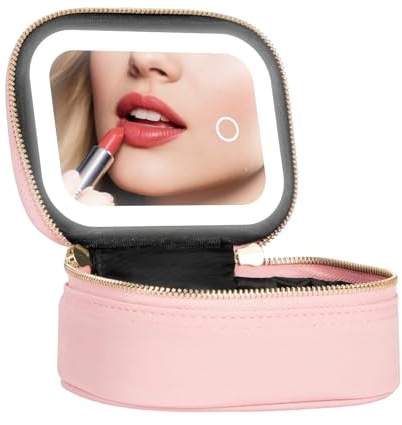 Sac à Maquillage de avec Miroir LED Organisateur de Cosmétiques Portable | Trousse de Maquillage à 3 Luminosités Réglables avec Miroir LED Pour Femmes, Adolescents, en et Fêtes,