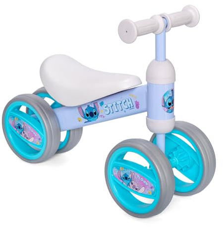 Kinder Laufrad mit 4 Rädern für Kinder ab 1 Jahr, Spiderman Paw Patrol und Stitch Design, Balance Bike für Jungen und Mädchen max. 20kg (Lila)