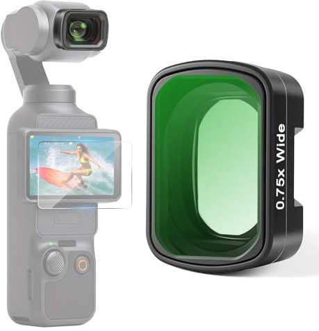 0.75X Wide Angle Lens Compatible with DJI Osmo Pocket 3 & Pocket 4 Only, 3 Elements 3 Groups Multicoated Optical Glass, Magnetic Wide Lens Attachment for Vlogging & Travel, Ultra-Light Gimbal Safe