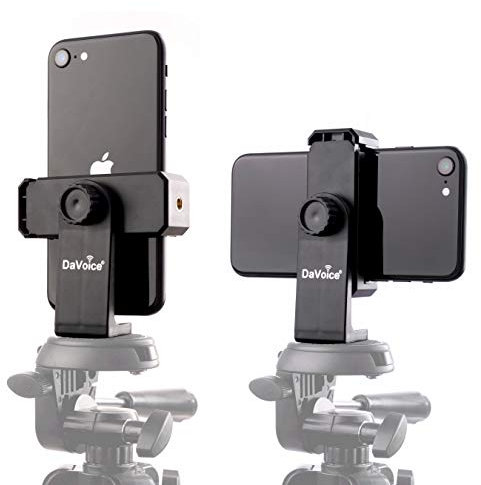 DaVoice Cell Phone Tripod Mount Vertical/Horizontal - Phone Tripod Attachment for iPhone Samsung Universal Adjustable Adapter Attachment/Attach Phone to a Tripod/Record Video/Take Pictures