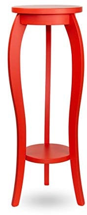 bixard Ständer Hocker Beistelltisch Konsole aus echtes Holz (Rot, 28x75)