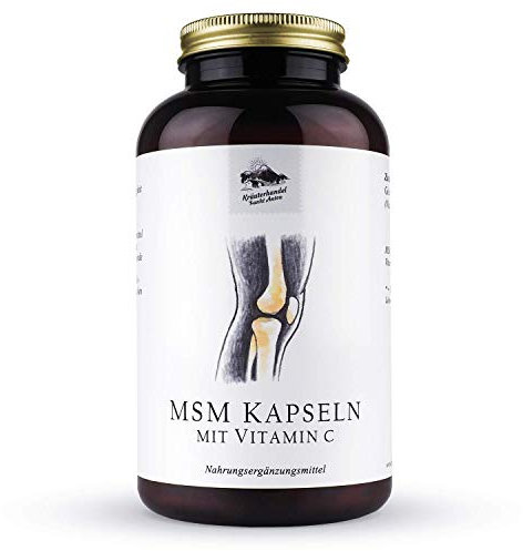 KRÄUTERHANDEL SANKT ANTON - 300 MSM Kapseln - 1400 mg MSM Tagesdosis - Hochdosiert - Vitamin C - Deutsche Premium Qualität